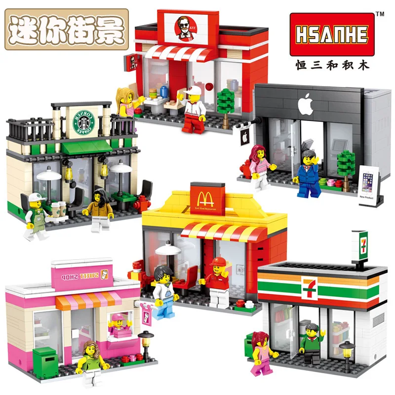 

Children's building blocks assembled building blocks mini street view series miniature city building model toy holiday gift