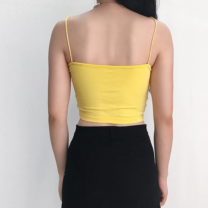 Weekeep китайский стиль Кнопка Camis сексуальный укороченный сарафан укороченный Топ Bodycon трикотажная кофточка Топы
