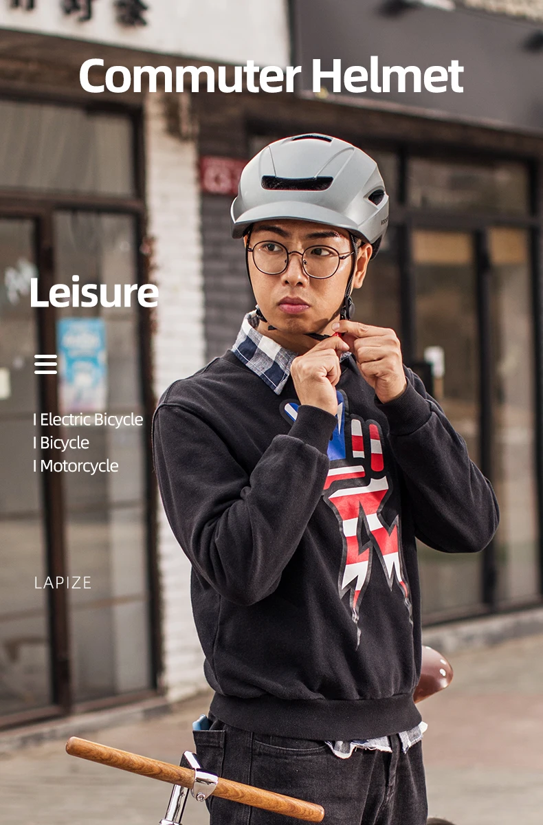 ROCKBROS Bicycle Commuter City Leisure Cycling Helmet Detachable Visor Ti Color 