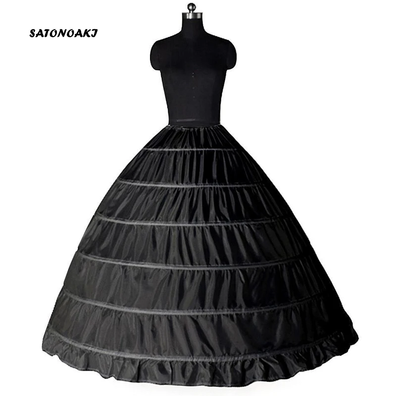 

SATONOAKI Wedding Accessories Petticoat Vestido Longo Ball Gown Crinoline Underskirt 6 Hoops Skirt Petticoats In Stock