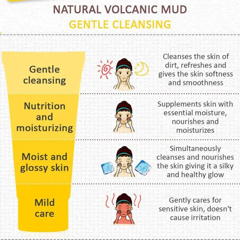 Вулканическая грязь, очищающее средство для очистки пор, насыщенное молоком, пенящееся очищающее средство для лица, увлажняющее, сужающее поры, контроль за маслом