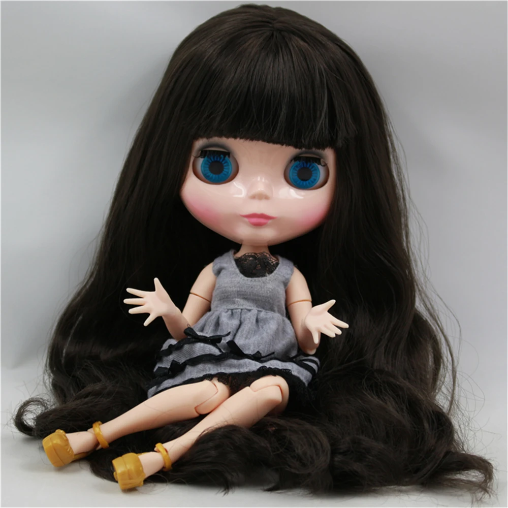 

Blyth Nude Doll Black Long Wavy Hair With Bangs bjd 1/6 blyth Joint Body Suitable For DIY