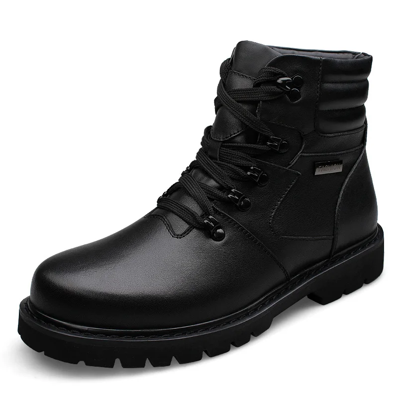

100% Genuine Leather Men's Boots Handmade Winter Warm Snow Shoes Motorcycle Mens Ankle Botas Autumn Boots Men Oxfords Shoes