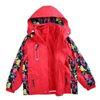 

Winter Warm Baby Girls Boys Jacket + Fleece Coat 2-Piece Waterproof Printing Children Outerwear Kids Outfits For 110-160cm