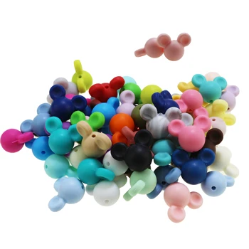 

Free shipping 10pcs/lot Mickey Baby Teething Beads Cartoon Silicone Beads For Necklaces BPA Free Teether Toy Accessories Nursing