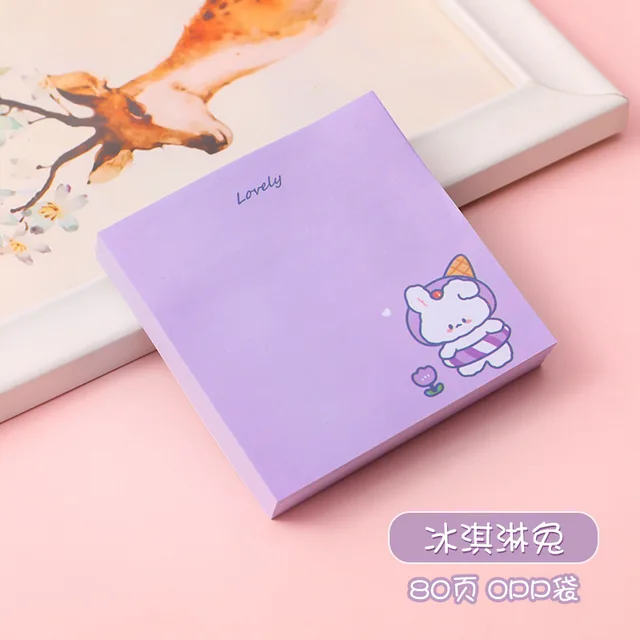 80Page Mint Rabbit Sticky Notes Cute Bunny Student Cartoon Can Tear Memo Pads Kawaii Stationery Office School Supplies Notebook 1 Ice cream rabbit