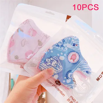 

10pcs Cartoon Kids Mouth Mask Anti-Fog Haze Dust Pm 2.5 Face Mask Breathable Valves 3 Layer Kids Mask Disposable Children Mask