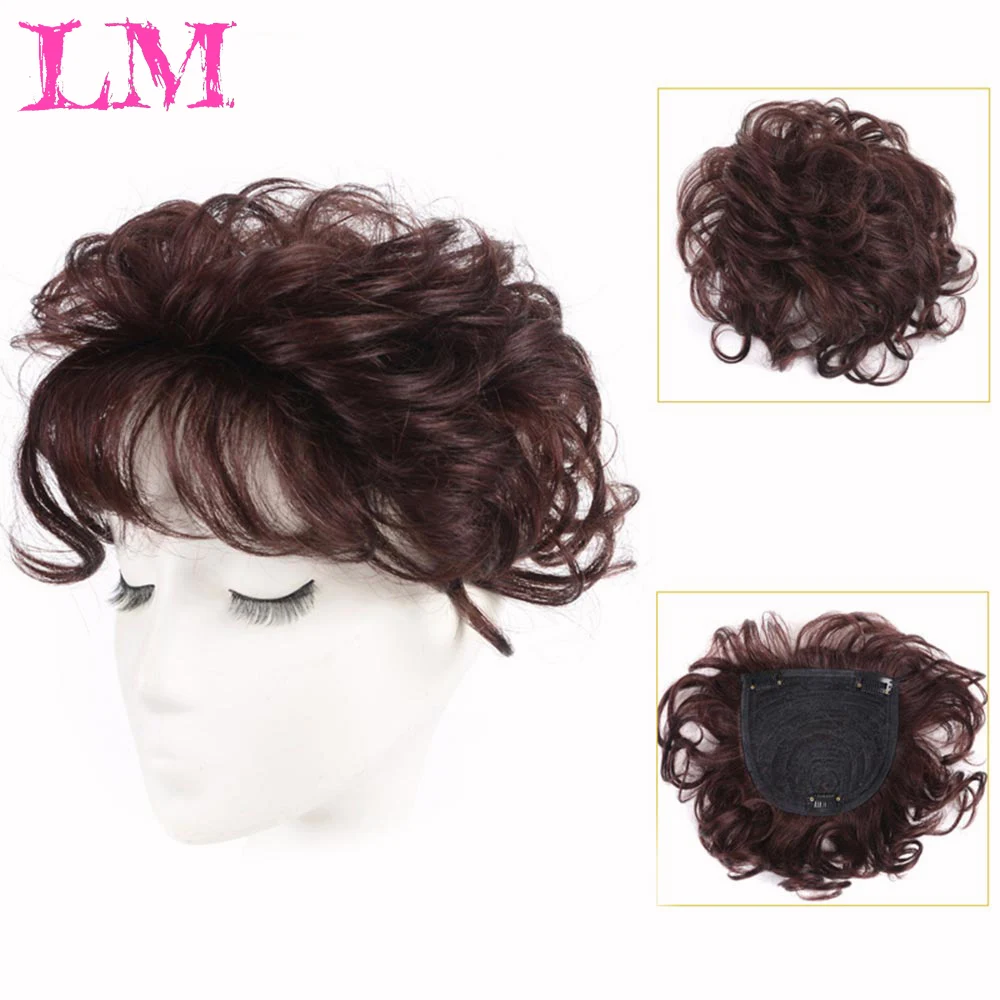 

LM Short Women Hair Toupee Thin Skin Natural Hair Topper Party Hairpiece Top HairPiece Women Curly Hair Clip in Hair