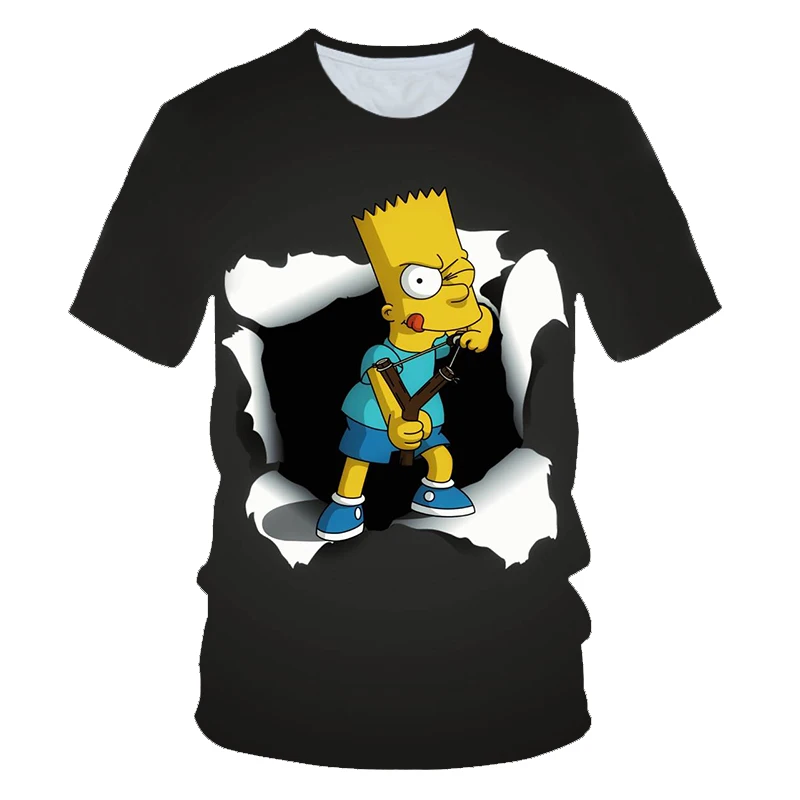 Коллекция года, футболка с 3D рисунком «черный человек», «скейтборд Симпсон» летние крутые модные футболки с короткими рукавами для мальчиков и девочек