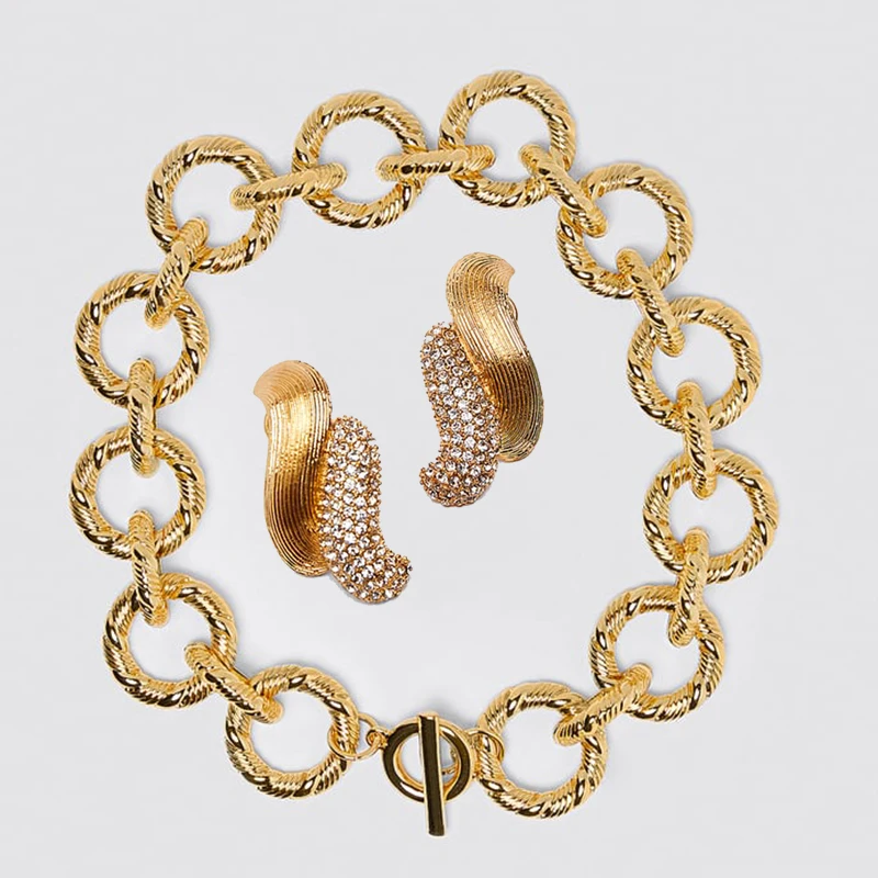 Dvacaman ZA Ретро Очаровательное ожерелье с цепочкой золотого цвета для женщин, вечерние ожерелья в стиле панк - Окраска металла: 8
