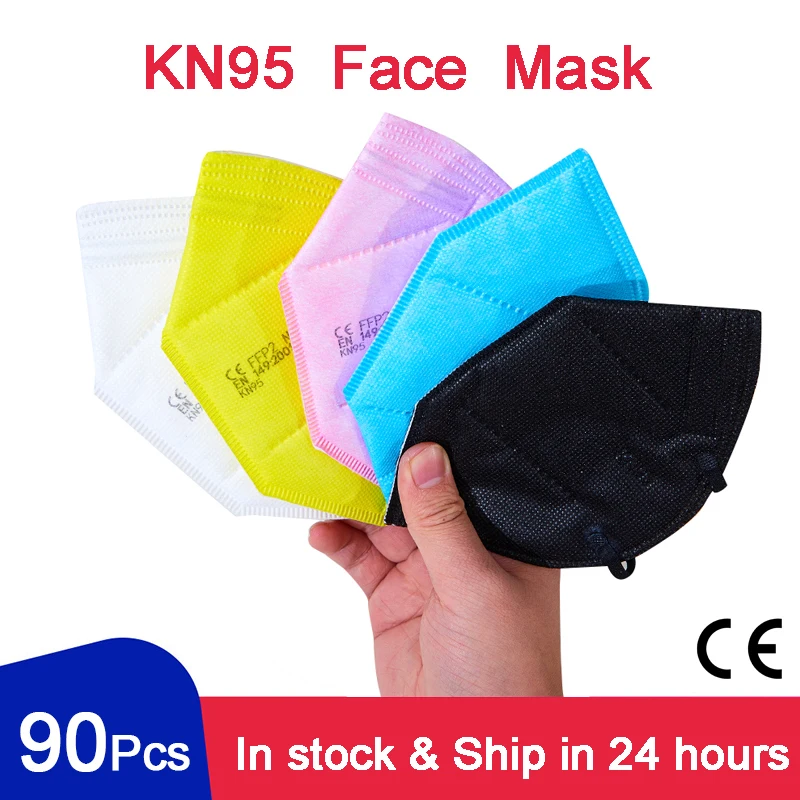 90 Pcs FFP2 CE KN95 Mascarillas 95% Protective Health 5 Layers Mouth Masks For Facial Face Mask Breathable PM2.5 | Красота и здоровье