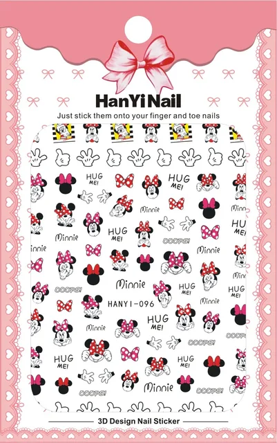 1PCS Disney Cartoon Anime Collection Star Design Nail Sticker Mickey Mouse Donald Duck Lion King Mermaid Stitch Nail Slider HANYI-096