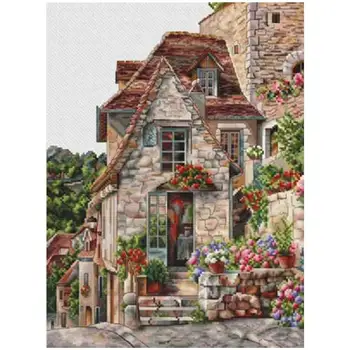 

Flower cottage patterns Counted Cross Stitch 11CT 14CT 18CT DIY Cross Stitch Kits Embroidery Needlework Sets home decor