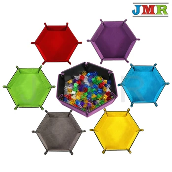 

Top Grade PU Leather Tray Double-sided Use Soft Velvet Foldable Tray Accessory Favorites Leather Storage Dices Box Boardgame