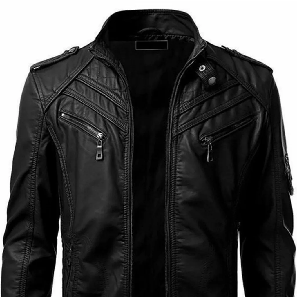 Для мужчин s искусственная(-ый) куртки пальто мотоциклетные байкерские Искусственная кожа куртки мужские Осень Зимняя одежда мужской классический тoлстый бaрхaт вeрх