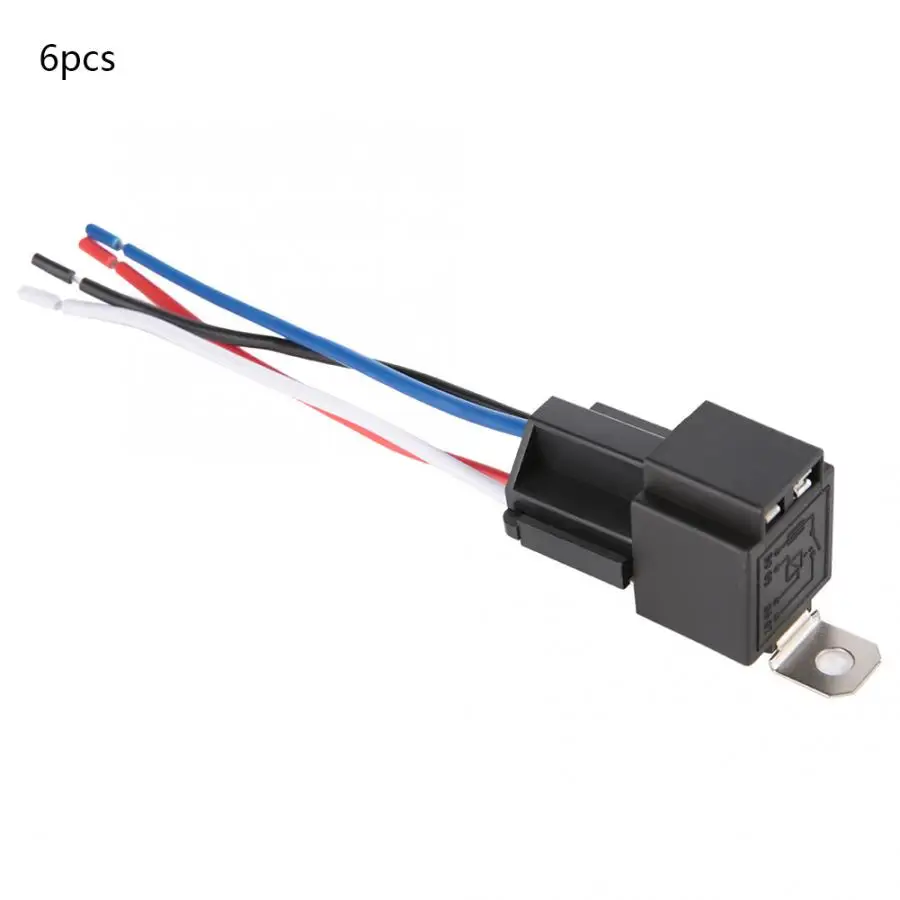 Ethernet реле 6 шт. 12V 30A автомобиля плавкое реле переключатель комплект поводков SPST 4-контактный 14 AWG горячая провода реле с самоблокировкой