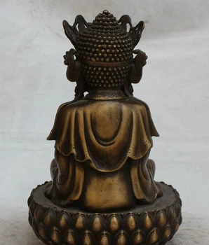 

S0506 14" Chinese Buddhism Pure Bronze Seat Lotus Kwan-yin Bodhisattva Goddess Statue