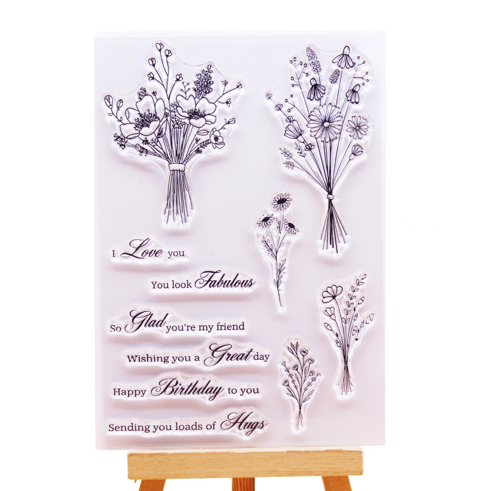 Clear Stamps Clear Rubber Stamps Alinacutle CLEAR STAMPS Bunch Of Flower Scrapbooking Card Album Paper Craft Rubber Transparent Silicon Clear Stamp