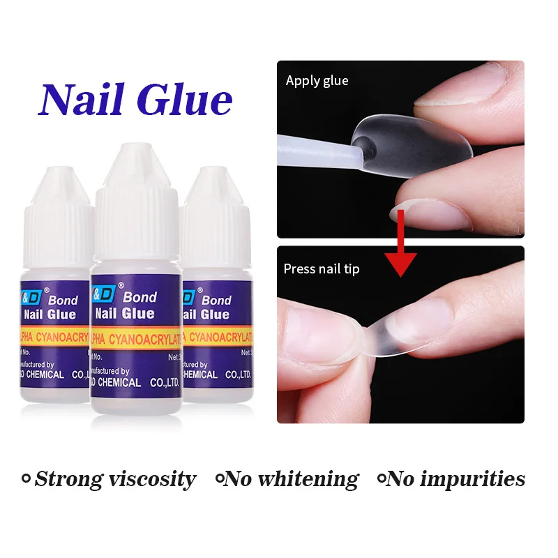 Nail Glue for Acrylic French False Nail Tips Stick 3D Decoration Manicure Art Tools
