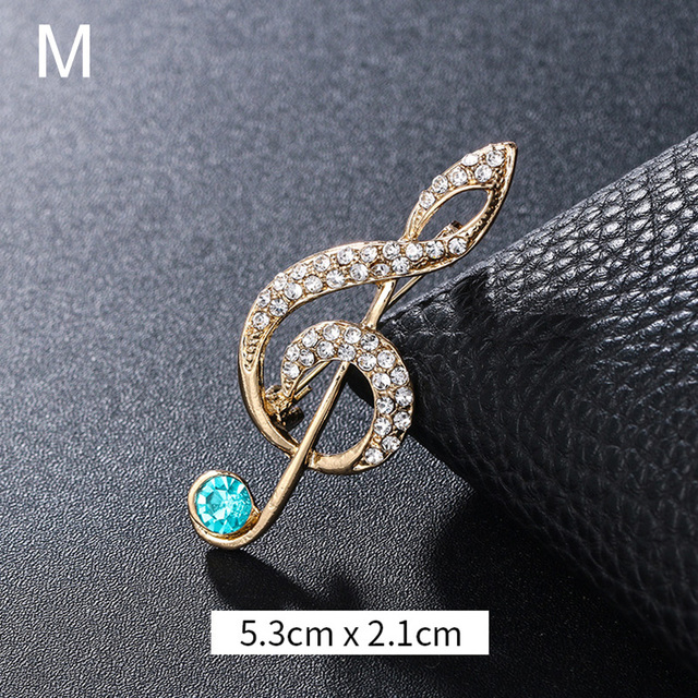 Elegant Musical Note Shape Brooches Fashion Luxurious Shiny Colorful Rhinestones Brooches Pins Clothes Accessories Gifts