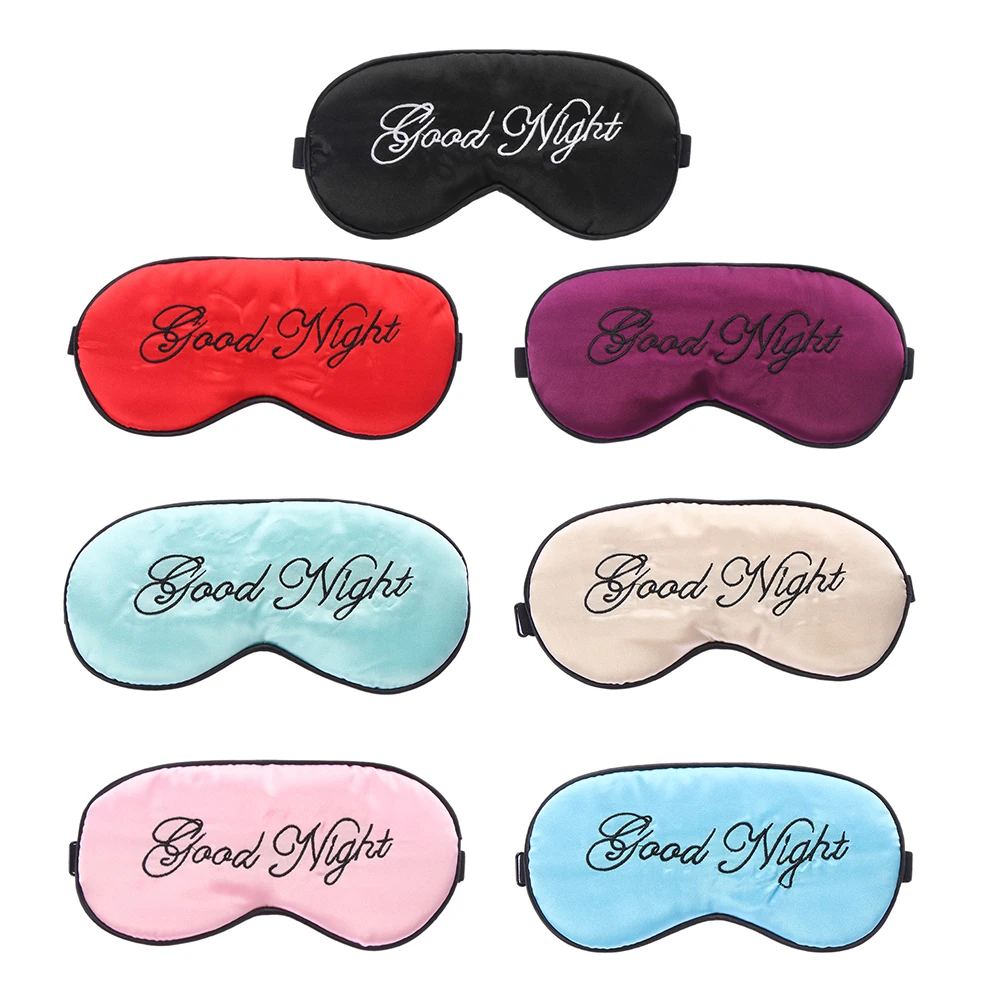 

1Pcs Imitated Silk Fabric Eye Patches Letter Embroidered Adjustable Shading Sleeping Aid Relax Eye Protection Soft Blindfoldes