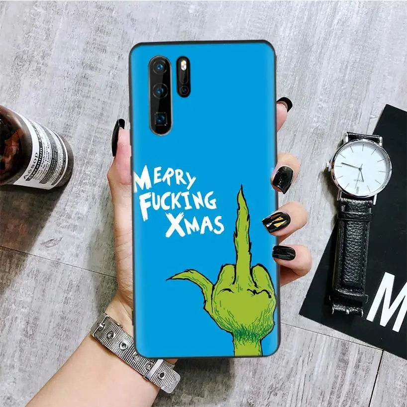Зеленый Grinch Рождественский черный чехол для телефона huawei mate 30 20 10 P30 P20 P10 Pro Lite P Smart Z роскошный Coque Shell - Цвет: BA052-8