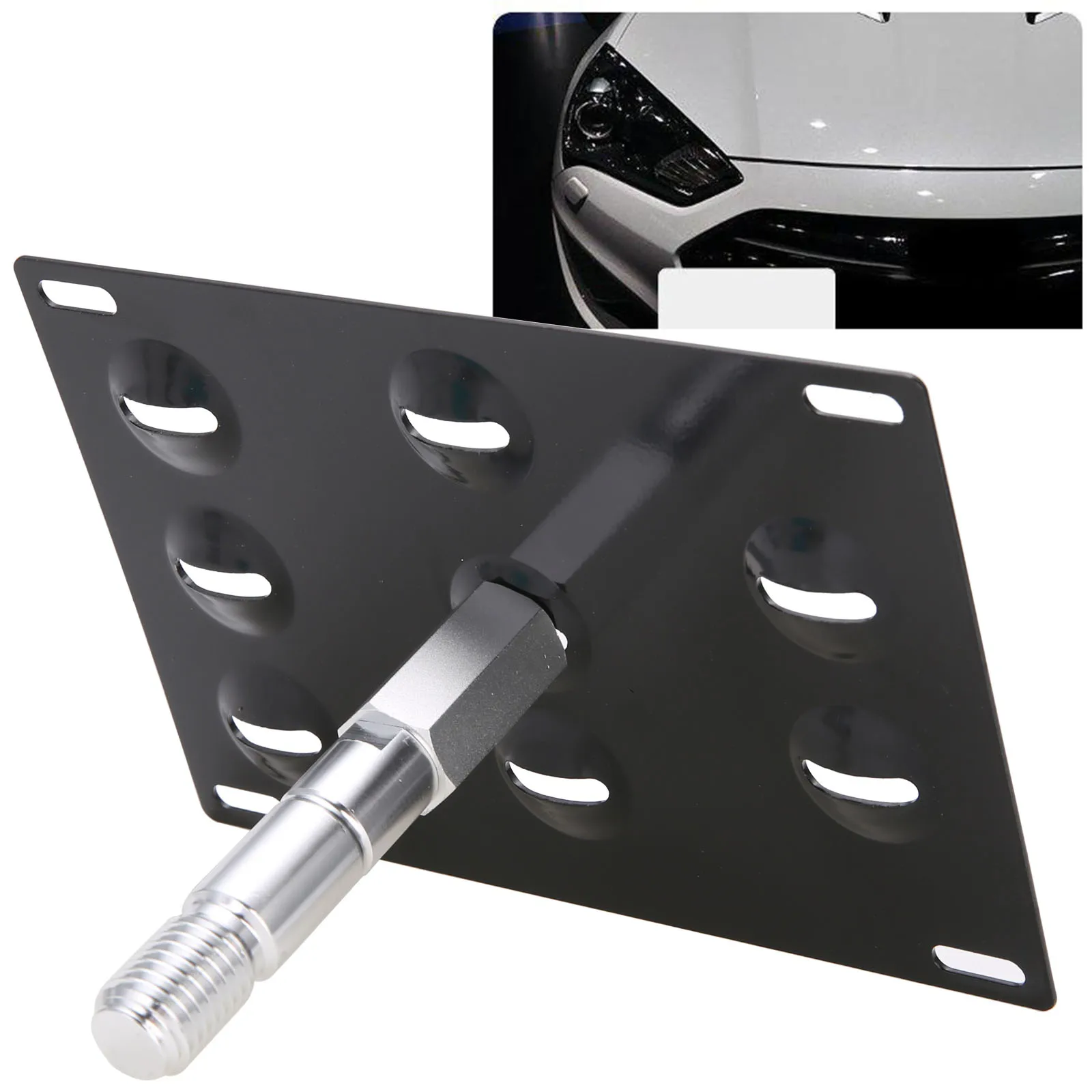 

Mayitr 1set Auto Front Bumper License Plate Bracket T6061 Aluminum Car Tow Hook Mounting Holder For Hyundai Genesis 2010-up