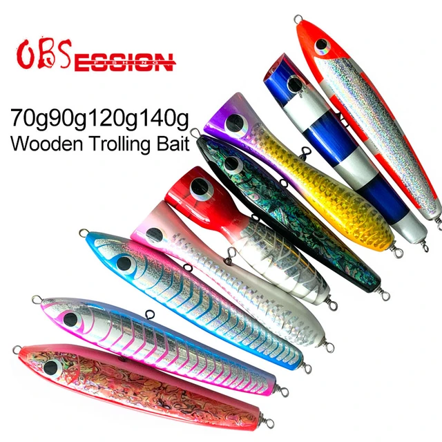Wood Trolling Lure 65g90g120g140g Big Game Topwater Surface Popper Pencil Stick  Lure Saltwater Boat Fishing Bait Casting Leurre - AliExpress