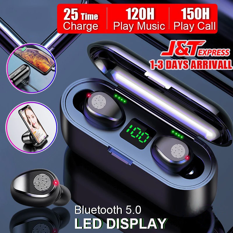 earphone F9 5 0 Bluetooth Earphones Touch Control headphones TWS Support iOS Android Phones HD Voice Call wireless earphones
