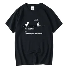 

XIN YI Men's High Quality 100% cotton dinosaur print t shirt loose funny o-neck men tshirt short sleeve t-shirt male tee tops