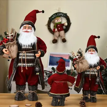 

Rose Red Robe Santa Claus Doll Large 2020 Christmas Tree Ornament New Year Home Decoration Natal Kids Gift Merry Christmas