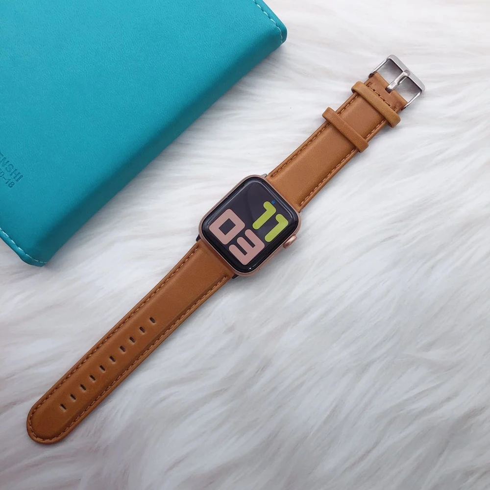 Кожаный ремешок для часов с адаптером-соединителем спортивный браслет iWatch 5 4 3 2 1