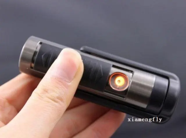 Перезаряжаемые Батарея USB Зеленый Электронная зажигалка с свет лампы + бесплатная доставка + номер для отслеживания черный E123