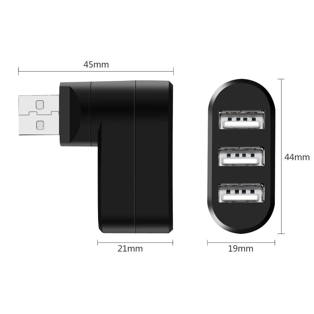 Вращающийся высокоскоростной usb-хаб с 3 портами 2,0 USB разветвитель адаптер для ноутбуков/планшетных ПК периферийных устройств