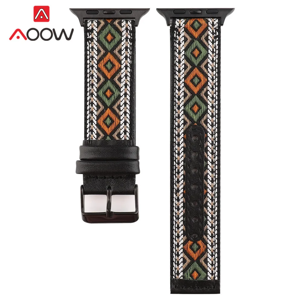 Style 5 AOOW Цыганский браслет для i watch 4 3 2 1 нейлоновый кожаный ремешок для часов 38 мм 40 мм 42 мм 44 мм ремешок аксессуары для Apple Watch - Цвет ремешка: Style 5