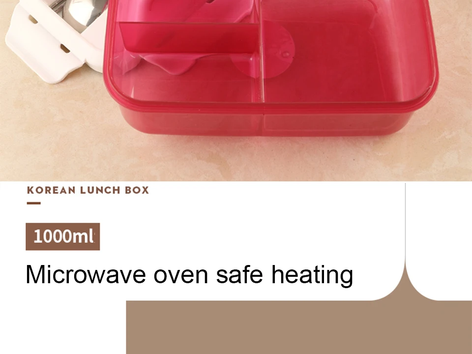 1000 мл Microwavable японский контейнер для завтрака контейнер для хранения еды Bento с ложками палочки для еды для детей