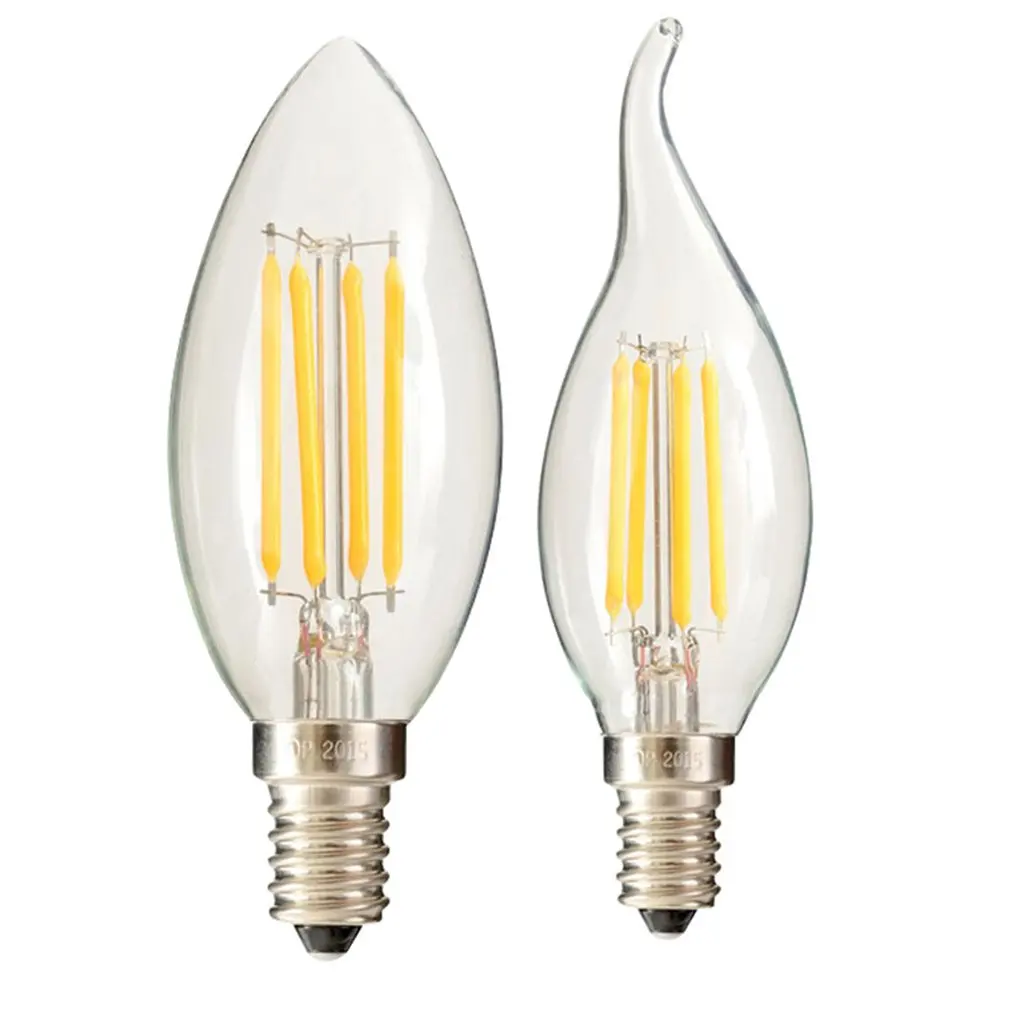 E14 Светодиодный светильник в форме свечи, Ретро лампа Эдисона, лампа накаливания, светильник в виде свечи, 2 Вт, 4 Вт, 6 Вт, глобус, люстра, светильник, домашний декор