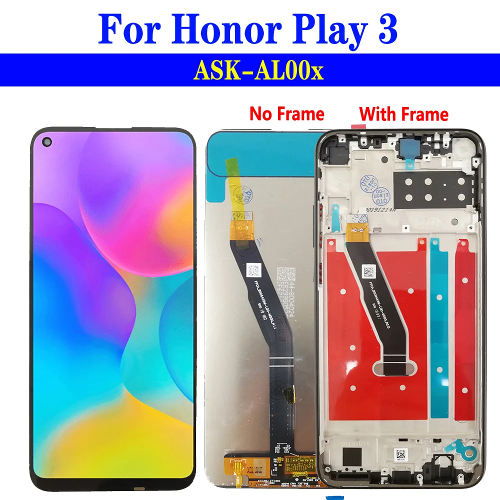 ЖК-дисплей для Honor Play 3 с рамкой 6,39 дюйма ASK-AL00x, ЖК-экран с сенсорным дигитайзером в сборе для Honor Play3, сменный дисплей