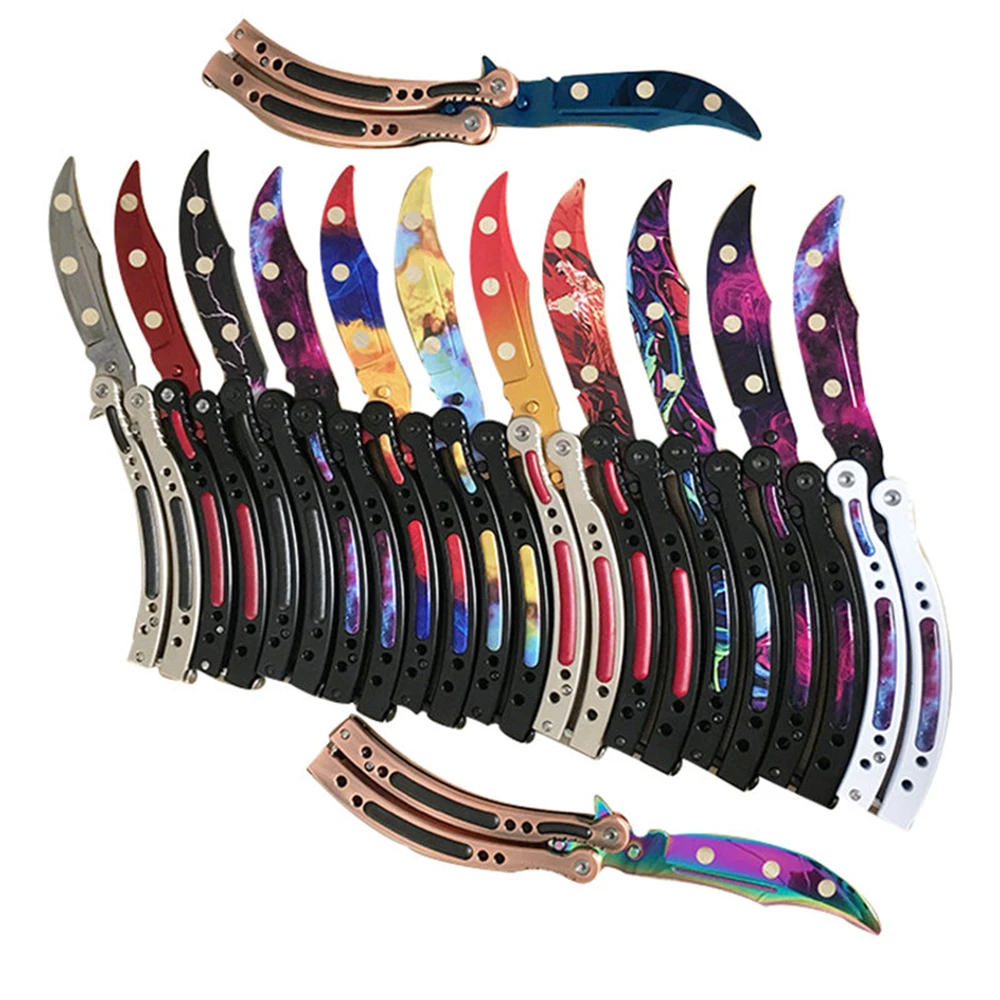 Бабочка в ноже balisong Karambit складной нож Лезвие подарок для мужчин тренировочный нож Практичный Нож не заточенный с отверткой