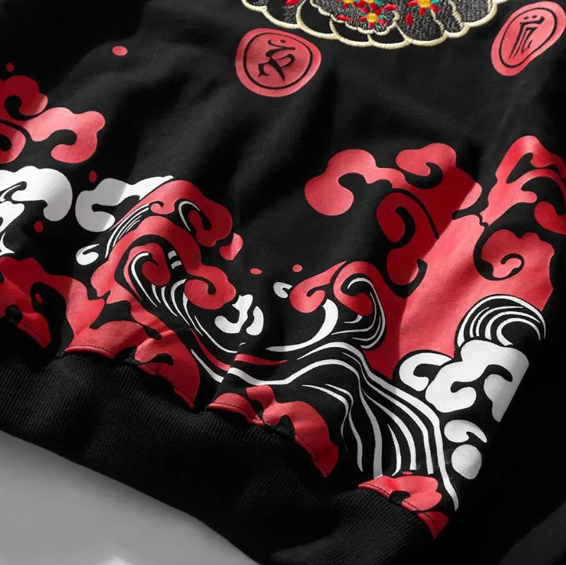 ICPANS вышивка дьявол Волна печати толстовки с капюшоном толстовки для мужчин Хип Хоп Уличная Топы Harajuku повседневная мужская Толстовка
