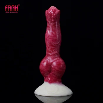 FAAK 2022 New Animal Dog Knot Dildo With Sucker Multi Color Vagina Stimulate Anal Plug Silicone Fake Penis for Beginners Sex Toy 1