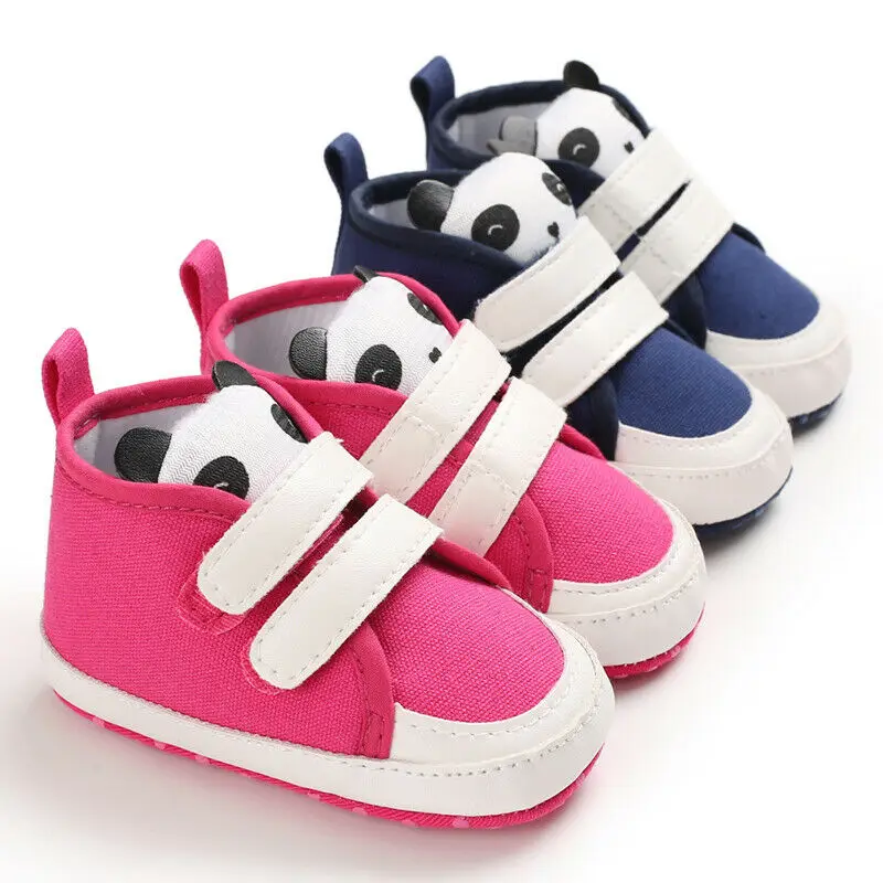 Милые туфли для новорожденных мальчиков и девочек с героями мультфильмов; парусиновые на мягкой подошве; нескользящие туфли для малышей 0-18 месяцев