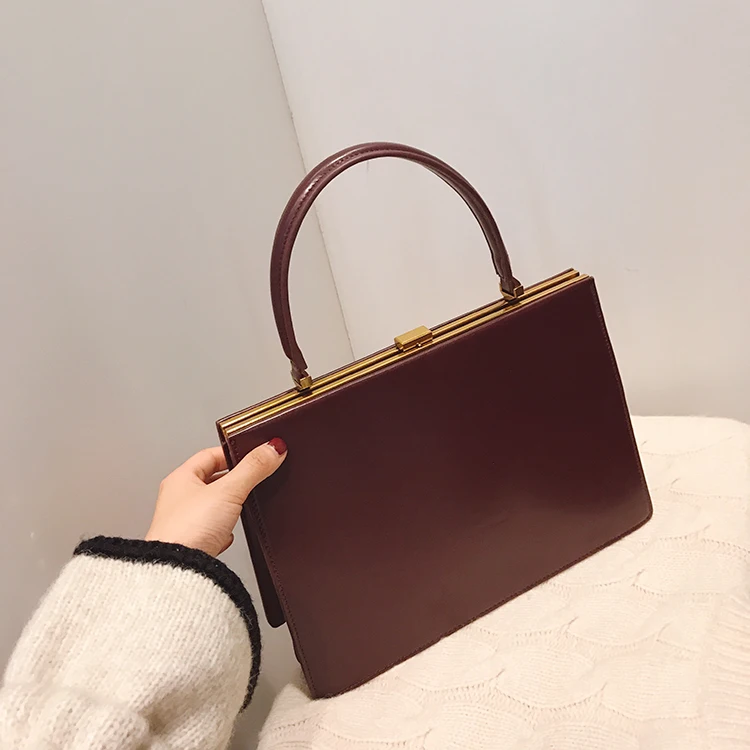 borsa da donna vintage con grande clip, borsa da donna casual, grande capacità, in pelle PU, borse alla moda da donna 2021_voghion.com