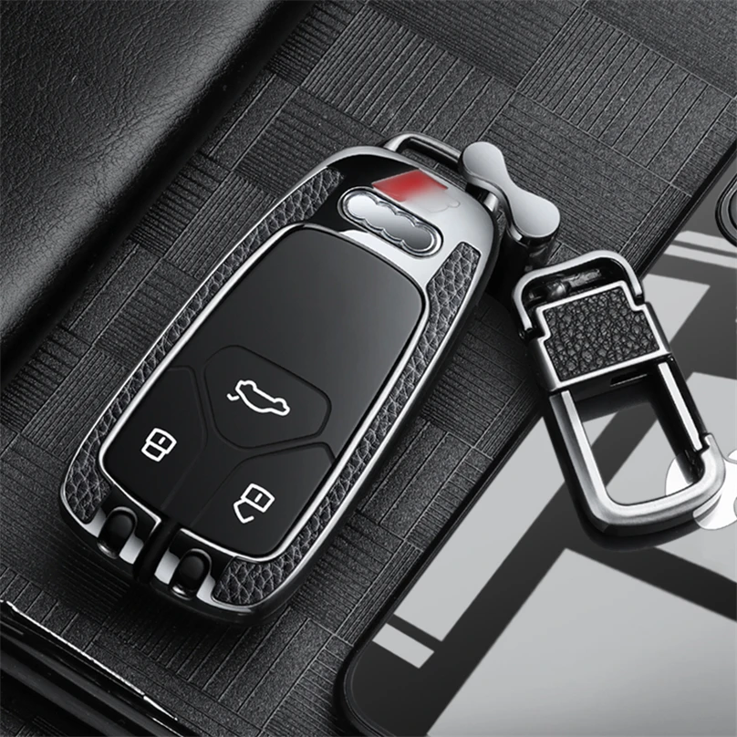 

Luxury Zinc Alloy Car Key Case Cover Key Holder Shell For Audi A4 New A4L A5 A6L QT S5 S7 Q7 TTS Car Accessories Keychain