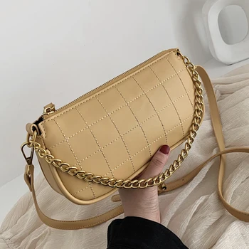 

MINI PU Quailty Leather Shoulder Bags For Women 2020 Chain Design Luxury Hand Bag Female Travel Solid Color Simple Purses
