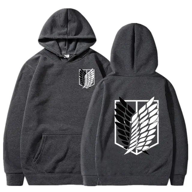 Attack On Titan Hoodie Japanese Anime Hingeki No Kyojin Graphic Sweatshirt Pullover Casual Hooded Streetwear Tops Unisex Dark Grey1
