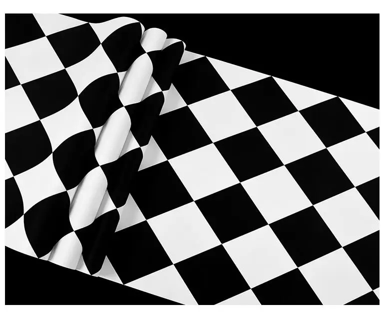 black white Зд обои белые обои с квадратными рисунками водонепроницаемые моющиеся кухонные обои s стены гостиной наклейки скандинавские 3d обои EZ215 - Цвет: black white
