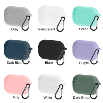 

Headphone Protective Case Silicone Cover Soft For Apple Airpods Pro With Carabiner Shockproof