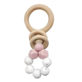 

Newborn Teether Baby Molars Toy Food Grade Silicone Wood Rattle Teeth Gel Soft Comfort Appease Infant Products