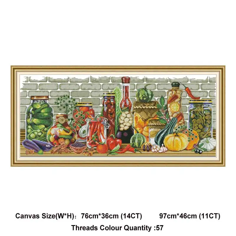 Wine 3 Вино овощи мультфильм Счетный напечатанный на холсте DMC 11CT 14CT DIY kit вышивка крестиком наборы рукоделия домашний декор - Цвет: Wine 3